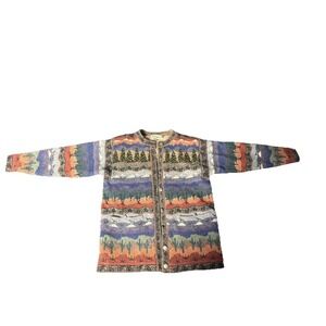 Barry Bricken Vtg Cardigan Women's Med Wool Button-Front Nature  Art